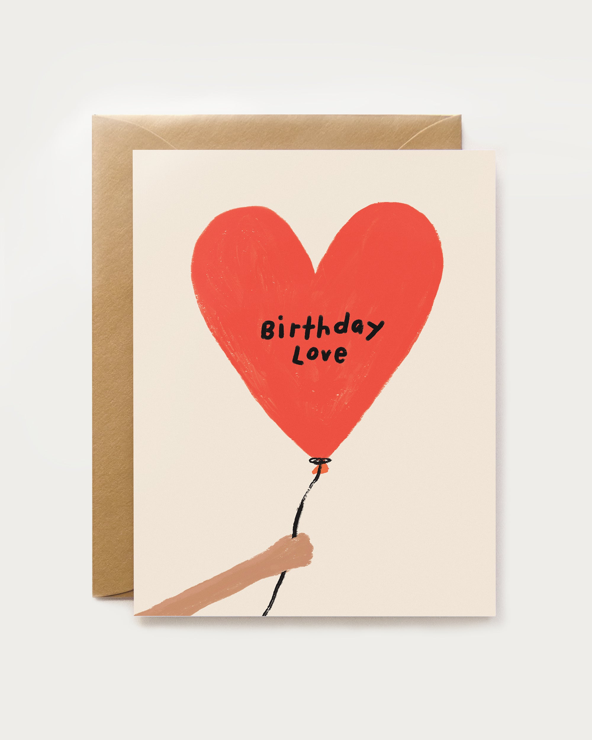 Greeting card with a red heart balloon and &