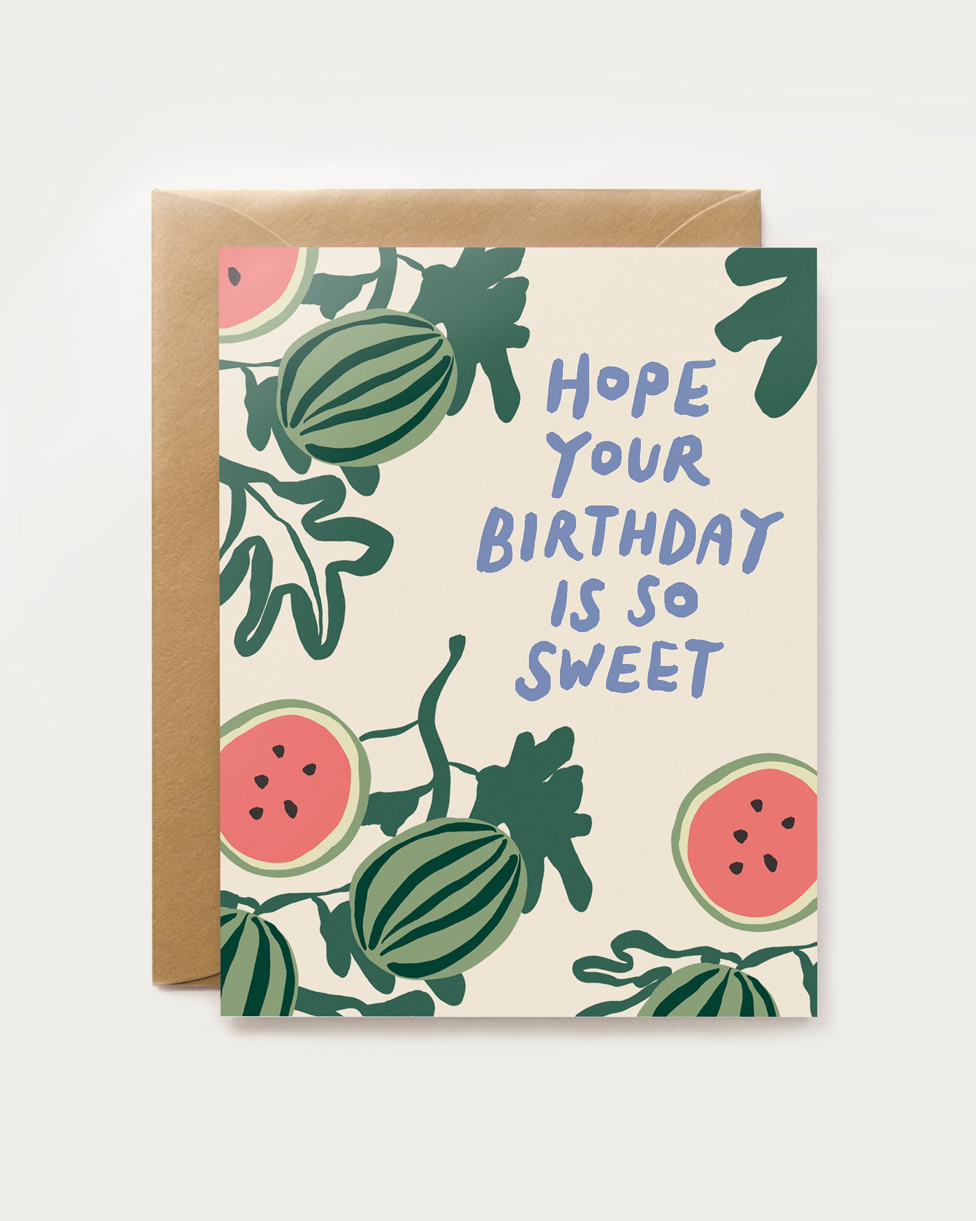 Greeting card with watermelon illustrations and text &