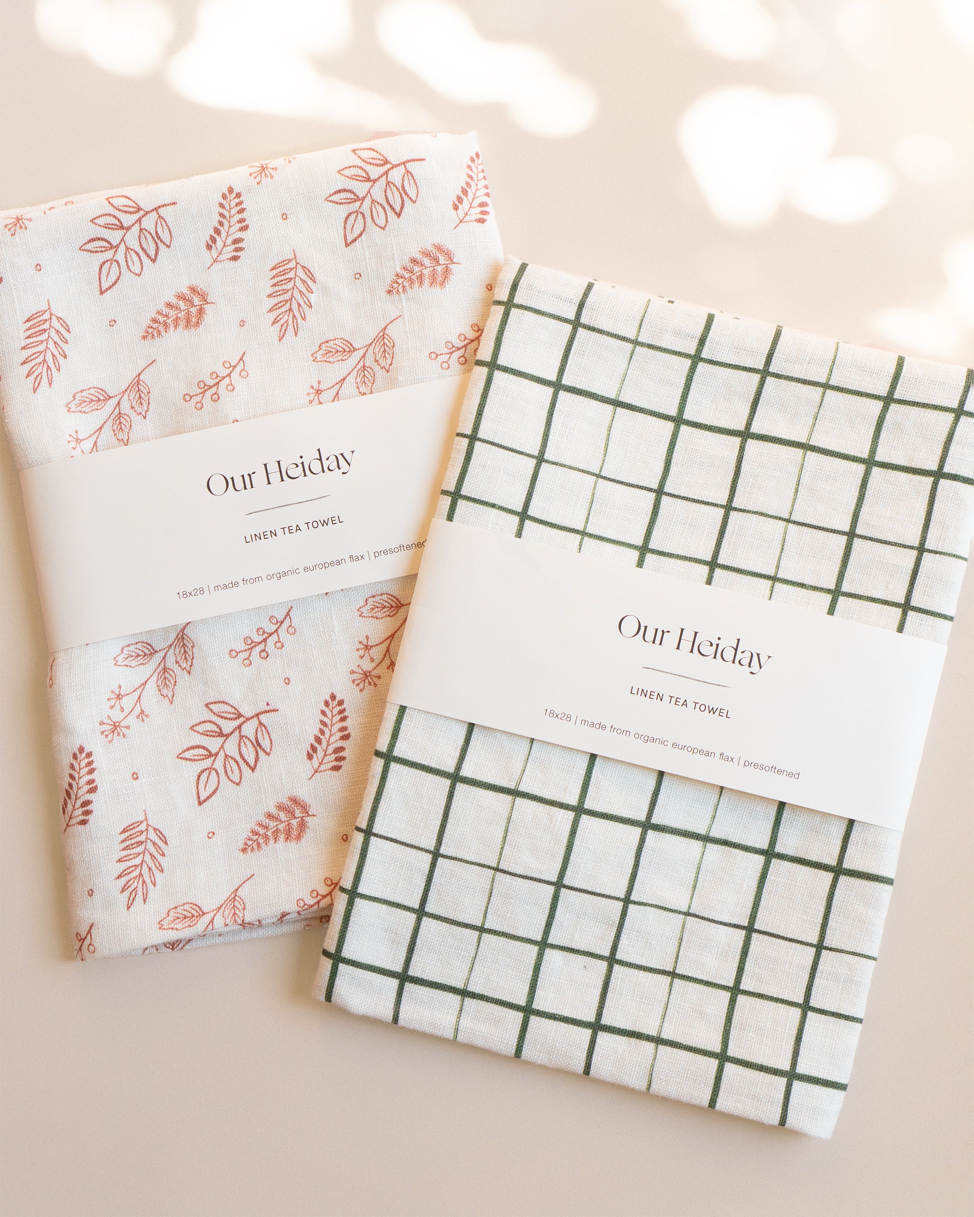 Loose Grid Forest Linen Tea Towel