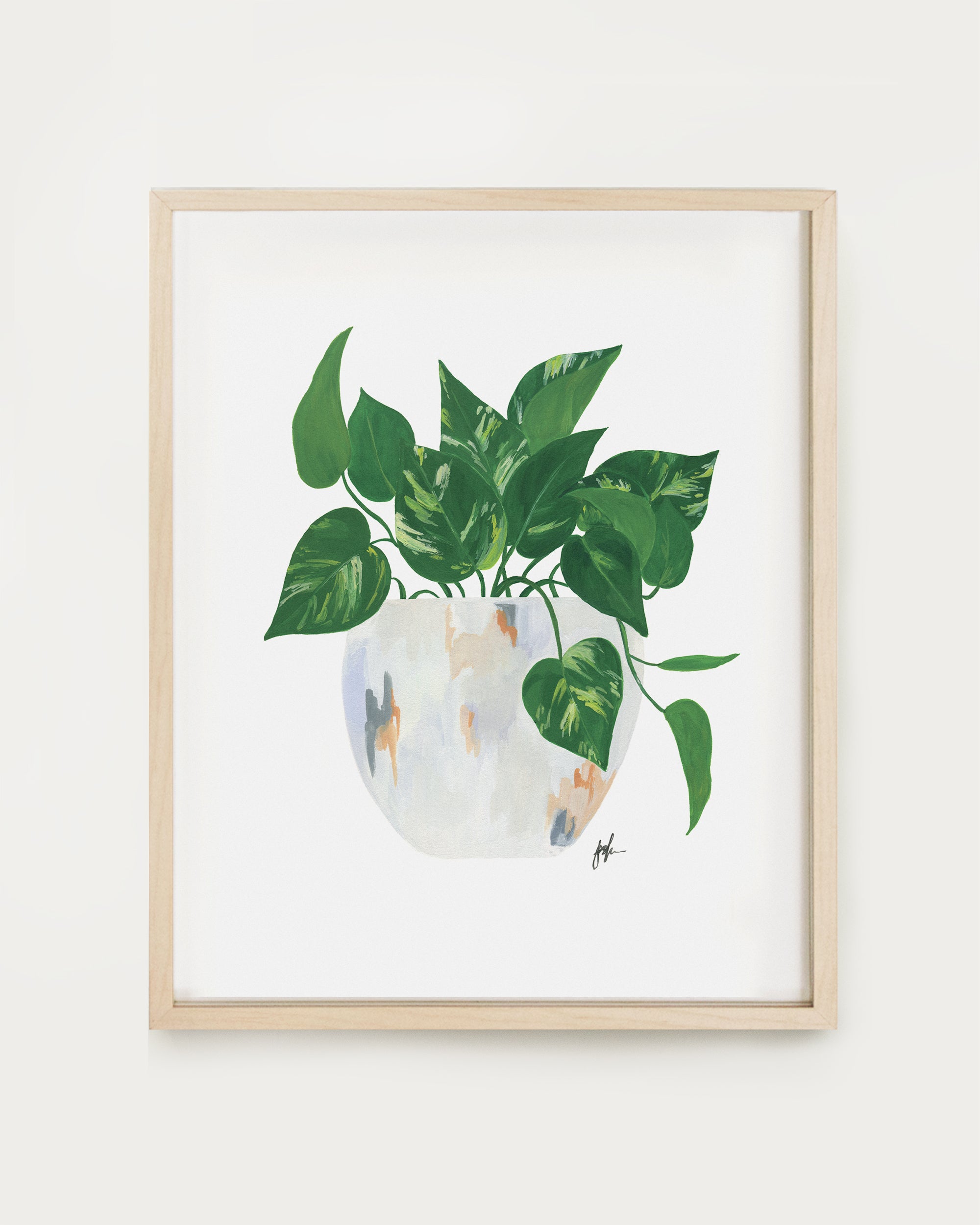 painted pothos Golden Pothos Plant Art Print – Our Heiday