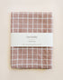 loose grid mocha colored linen tea towel