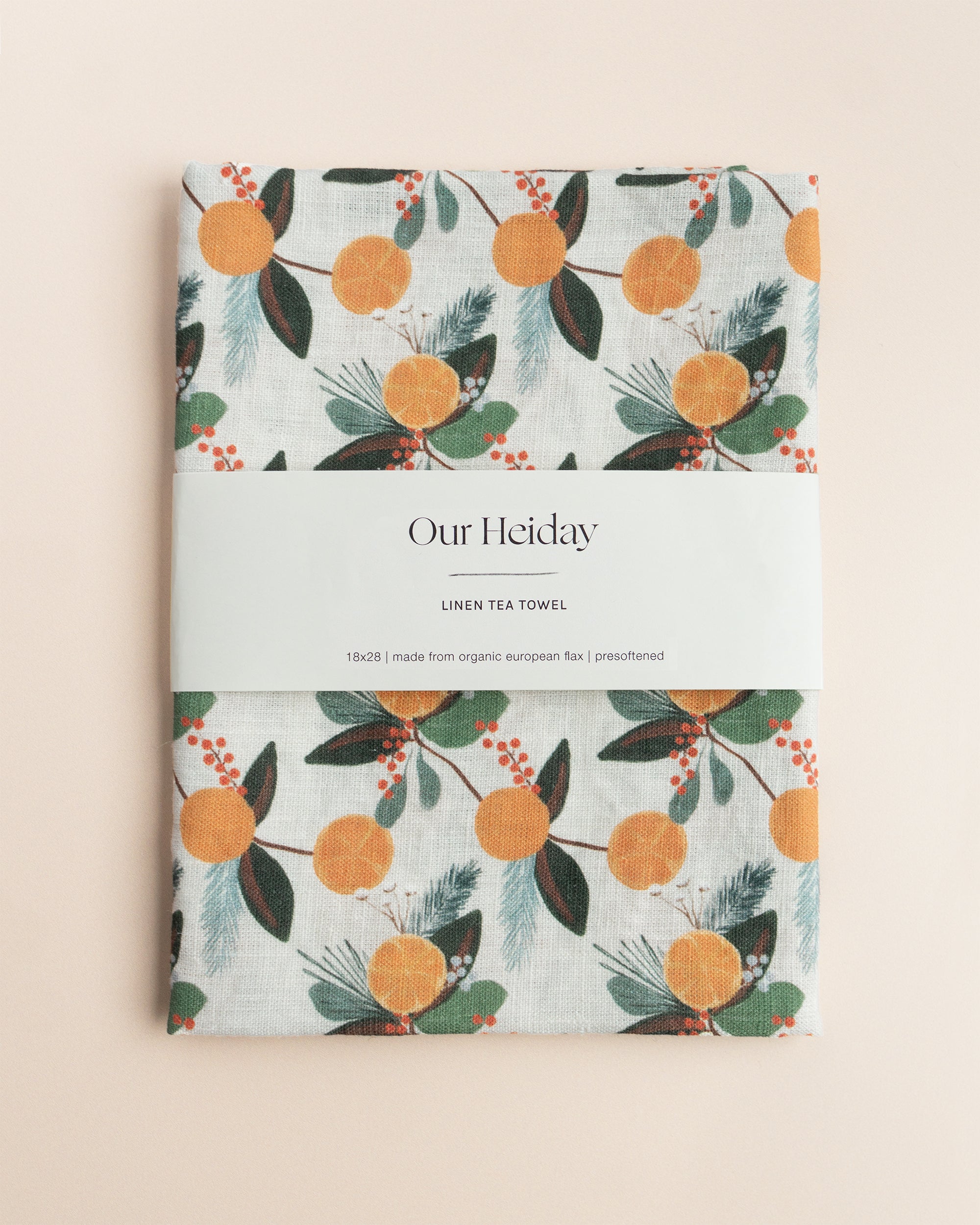 Winter Citrus Linen Tea Towel