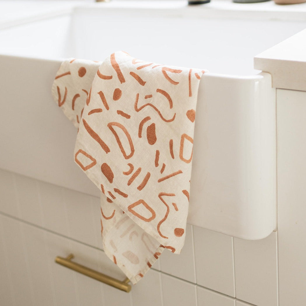 Everly Clay Linen Tea Towel