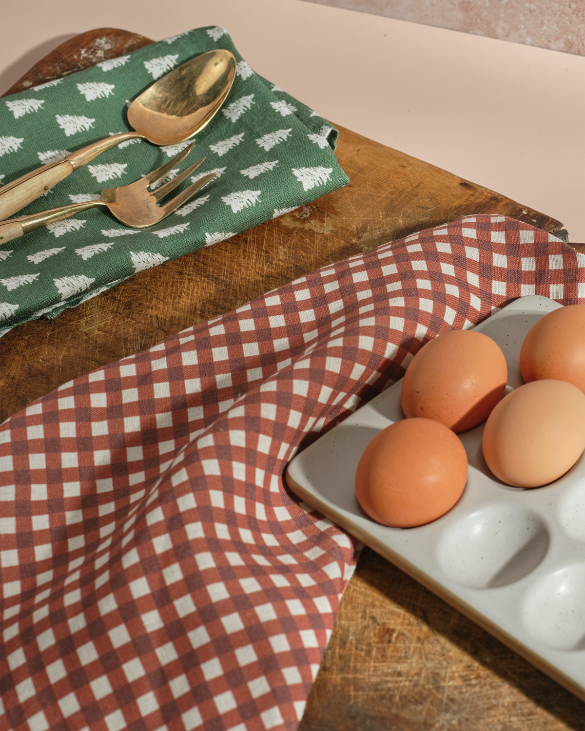 Gingham Garnet - Linen Tea Towel