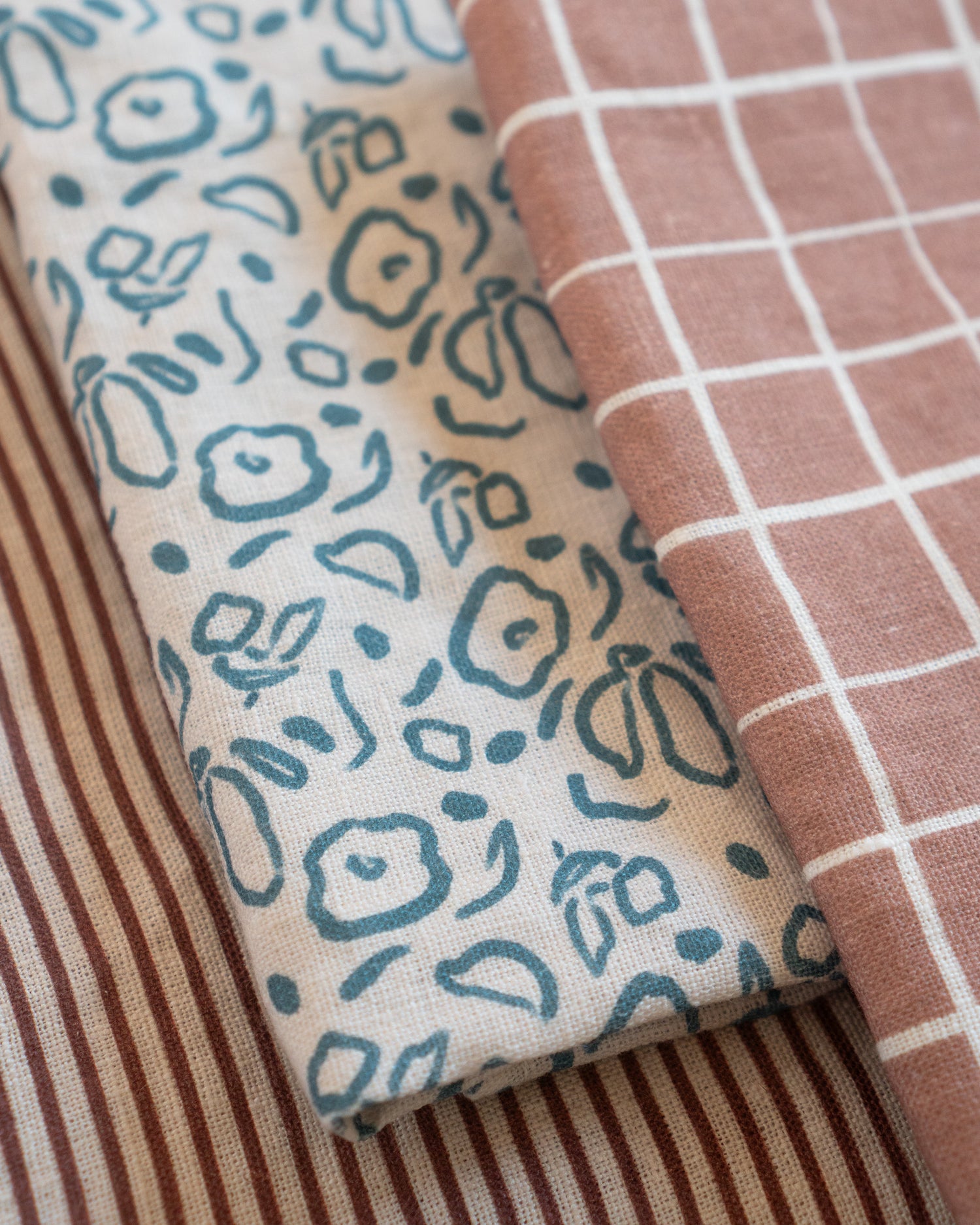 Meadow Teal Linen Tea Towel
