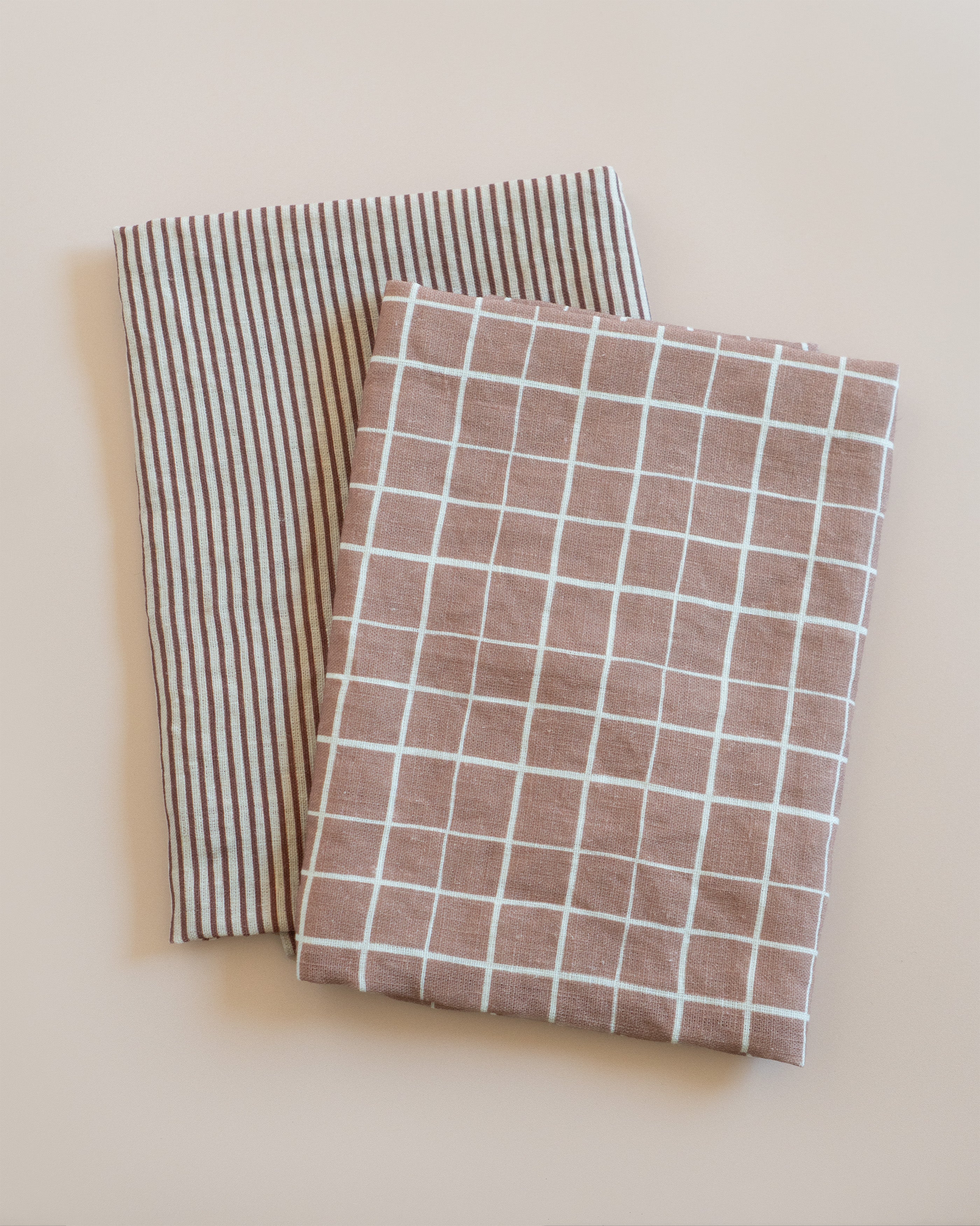 Loose Grid Linen Tea Towel