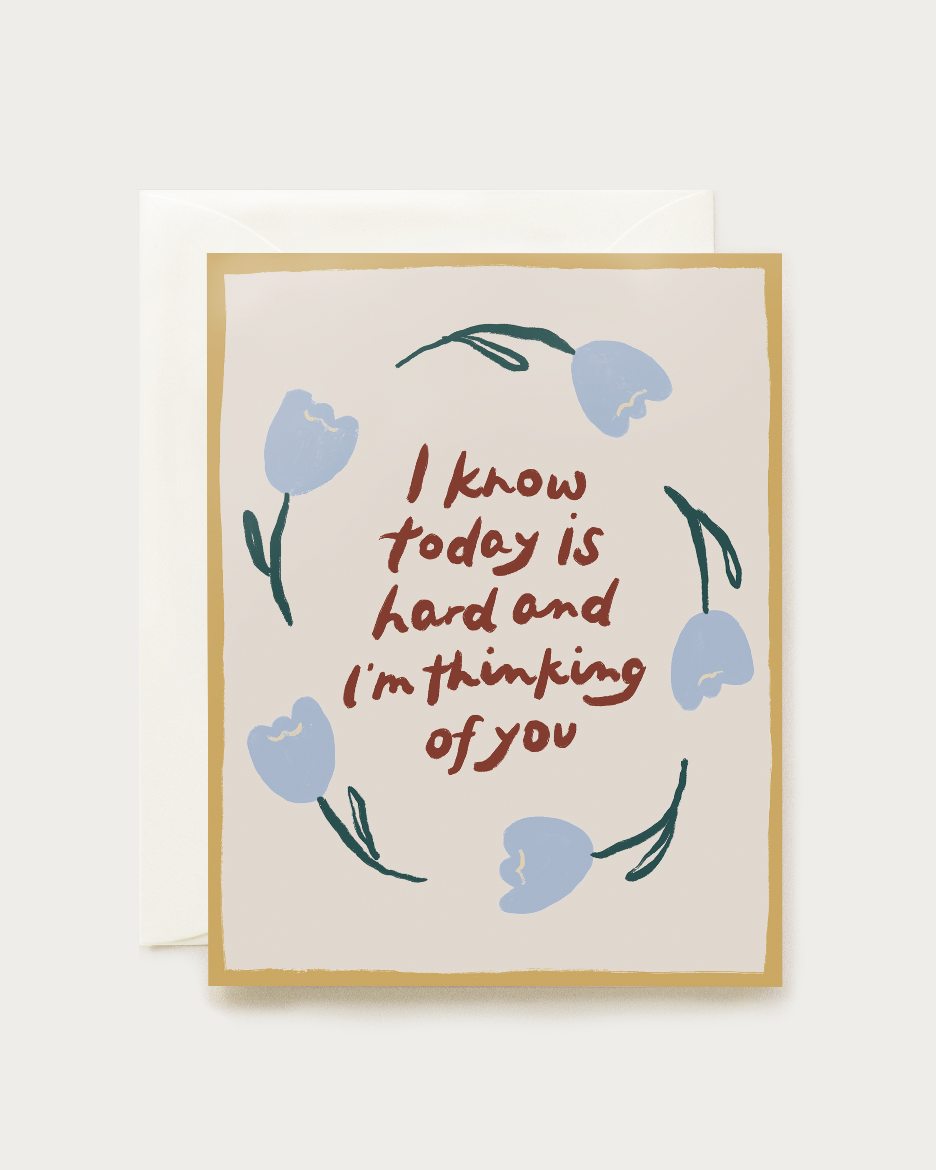sympathy greeting card with blue flowers for hard times
