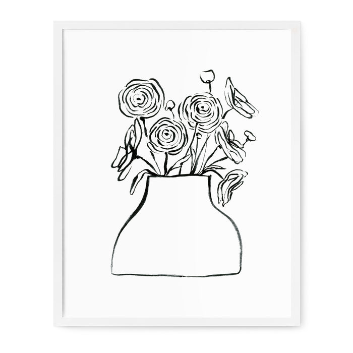 Floral Line Drawings - Ranunculus Print