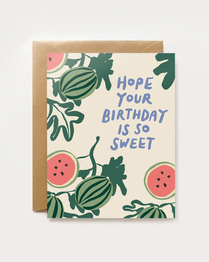 Greeting card with watermelon illustrations and text &