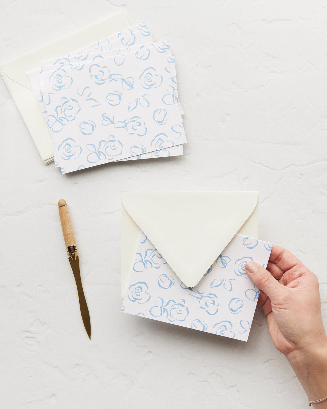 Cerulean Roses Blank Card