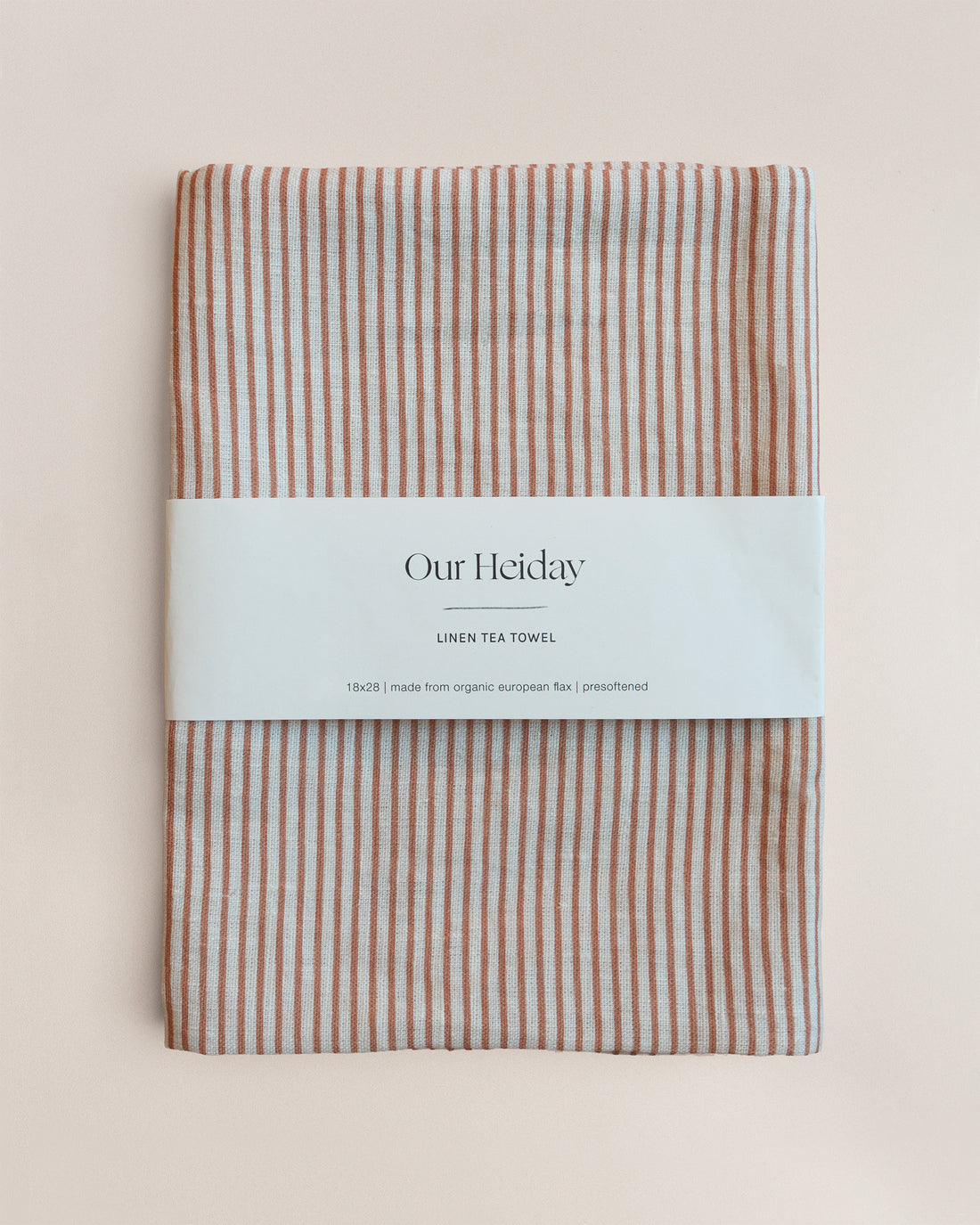 terracotta linen striped tea towel