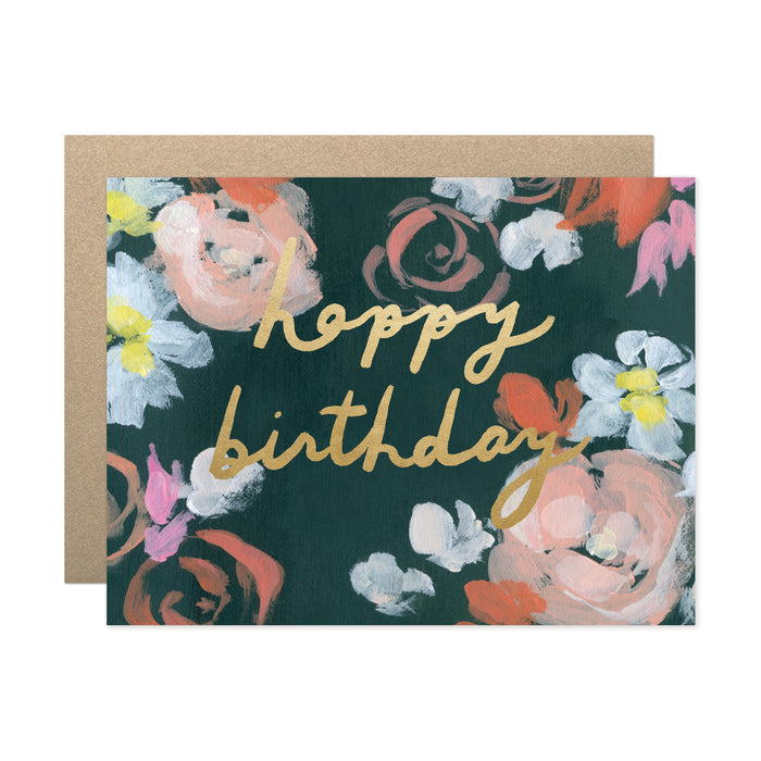 Coral Florals Happy Birthday Card