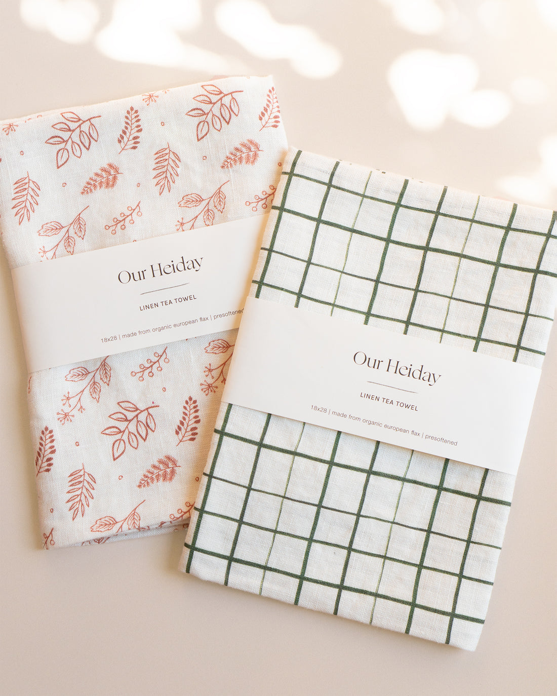 Loose Grid Forest Linen Tea Towel