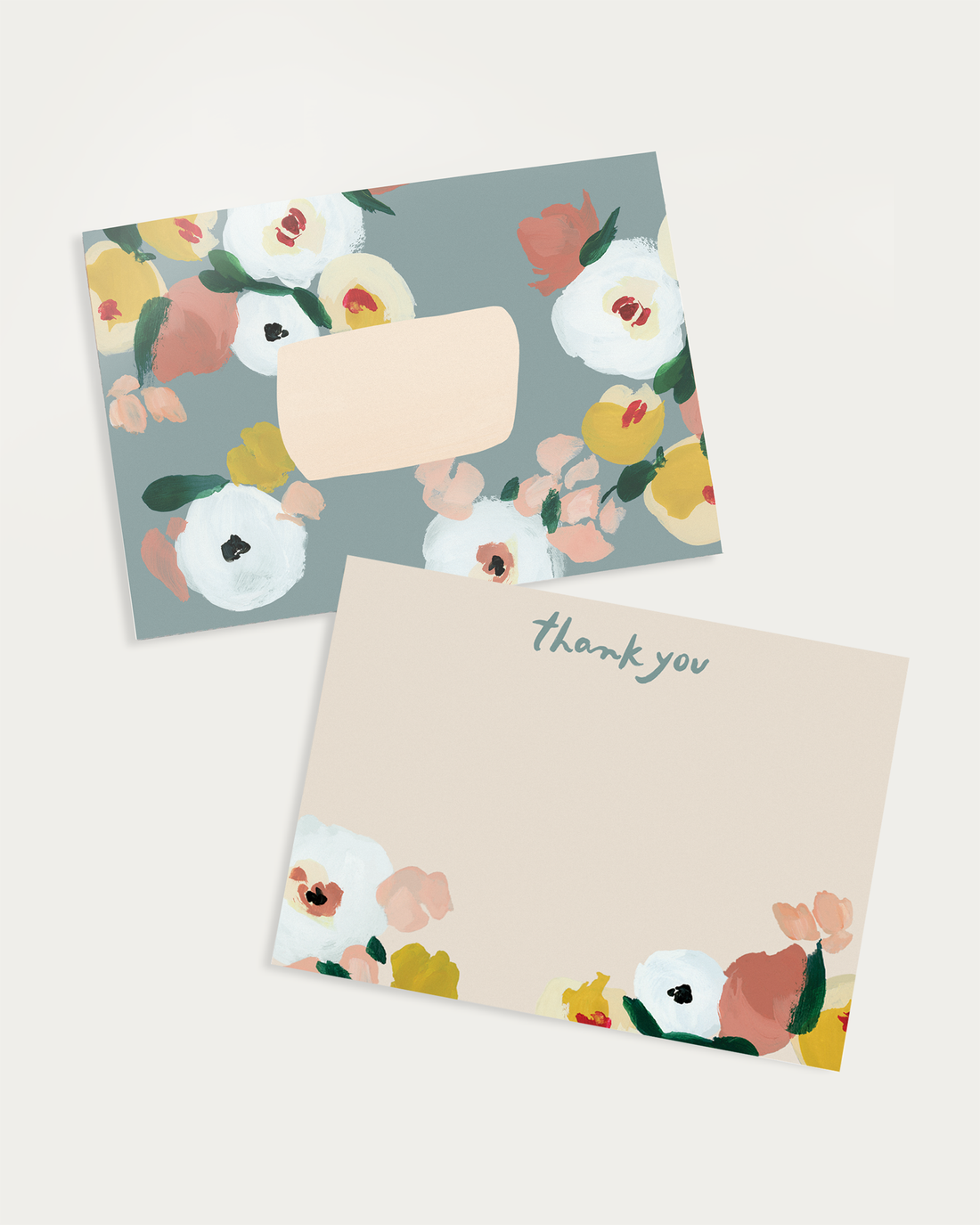 floral thank you flat note