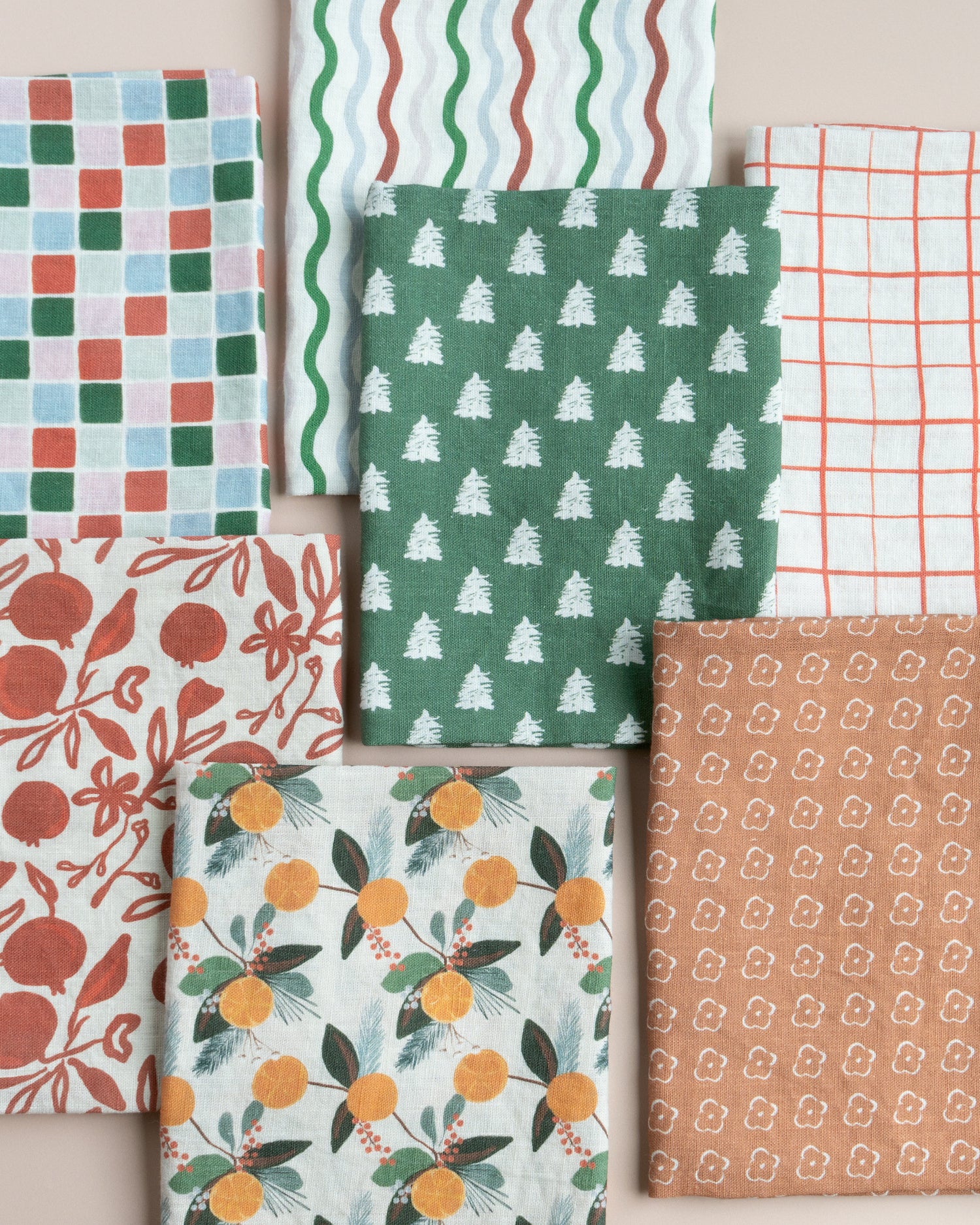 Winter Citrus Linen Tea Towel