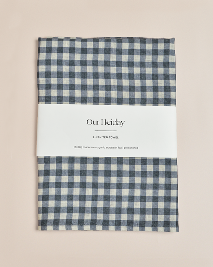 Gingham Navy - Linen Tea Towel