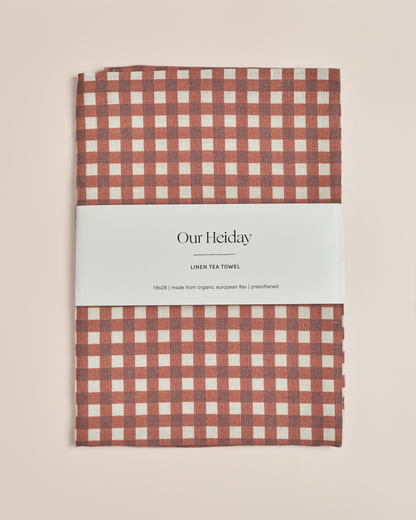 Gingham Garnet - Linen Tea Towel