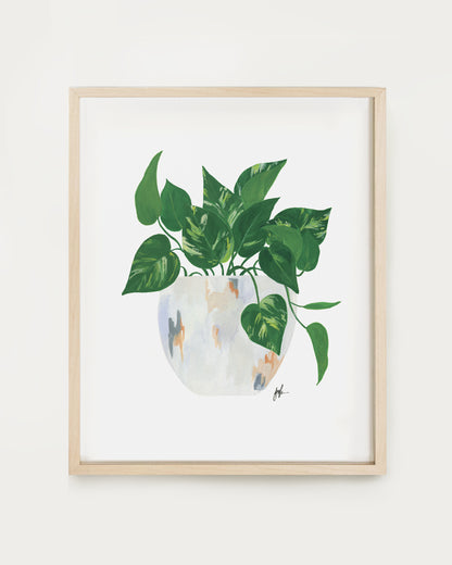 pothos watercolor Golden Pothos Plant Art Print – Our Heiday