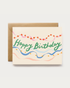 Birthday card with colorful text and streamers