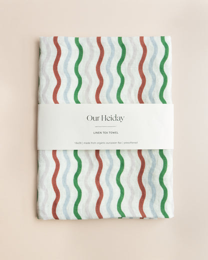 Holiday Ribbon Linen Tea Towel