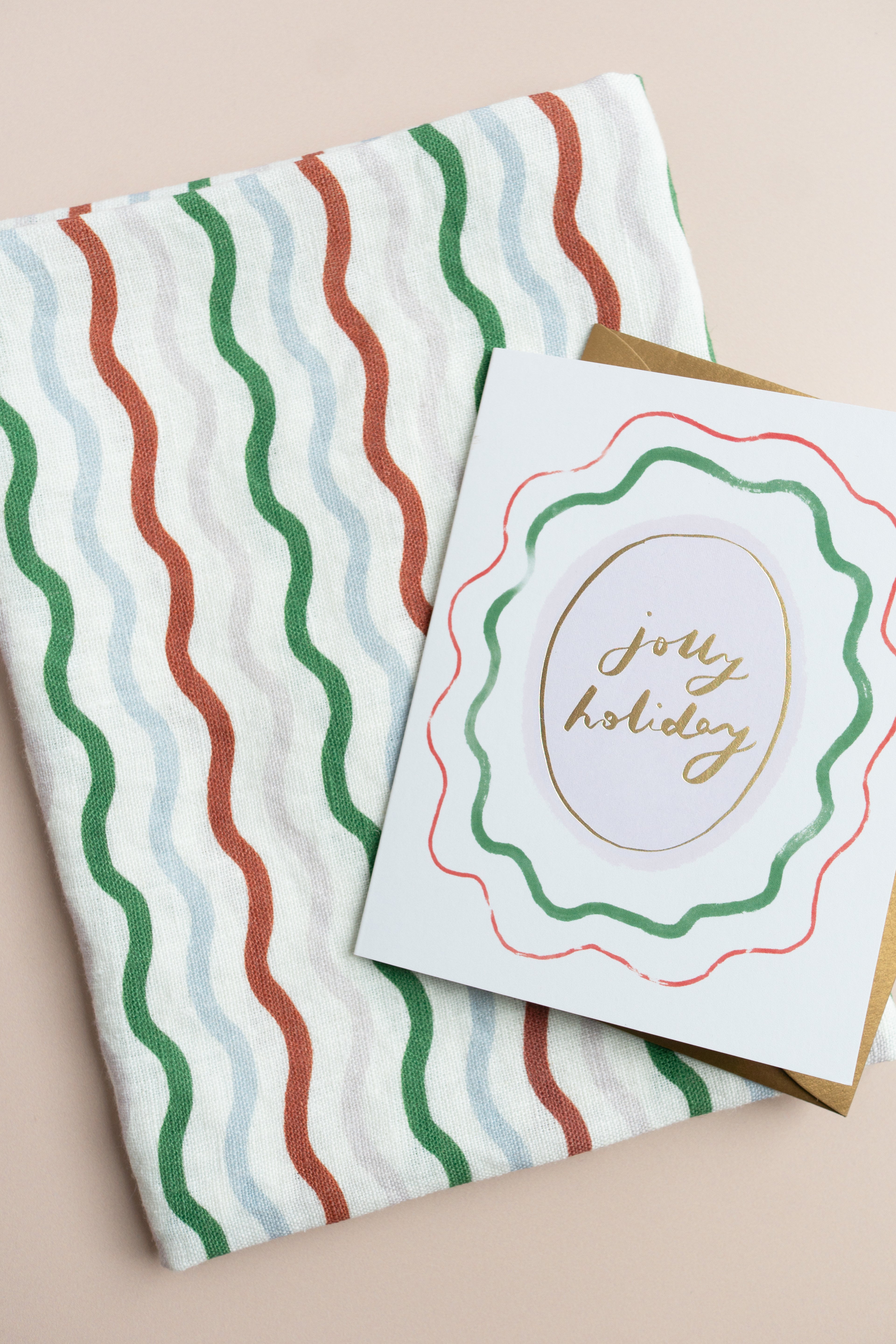Holiday Ribbon Linen Tea Towel