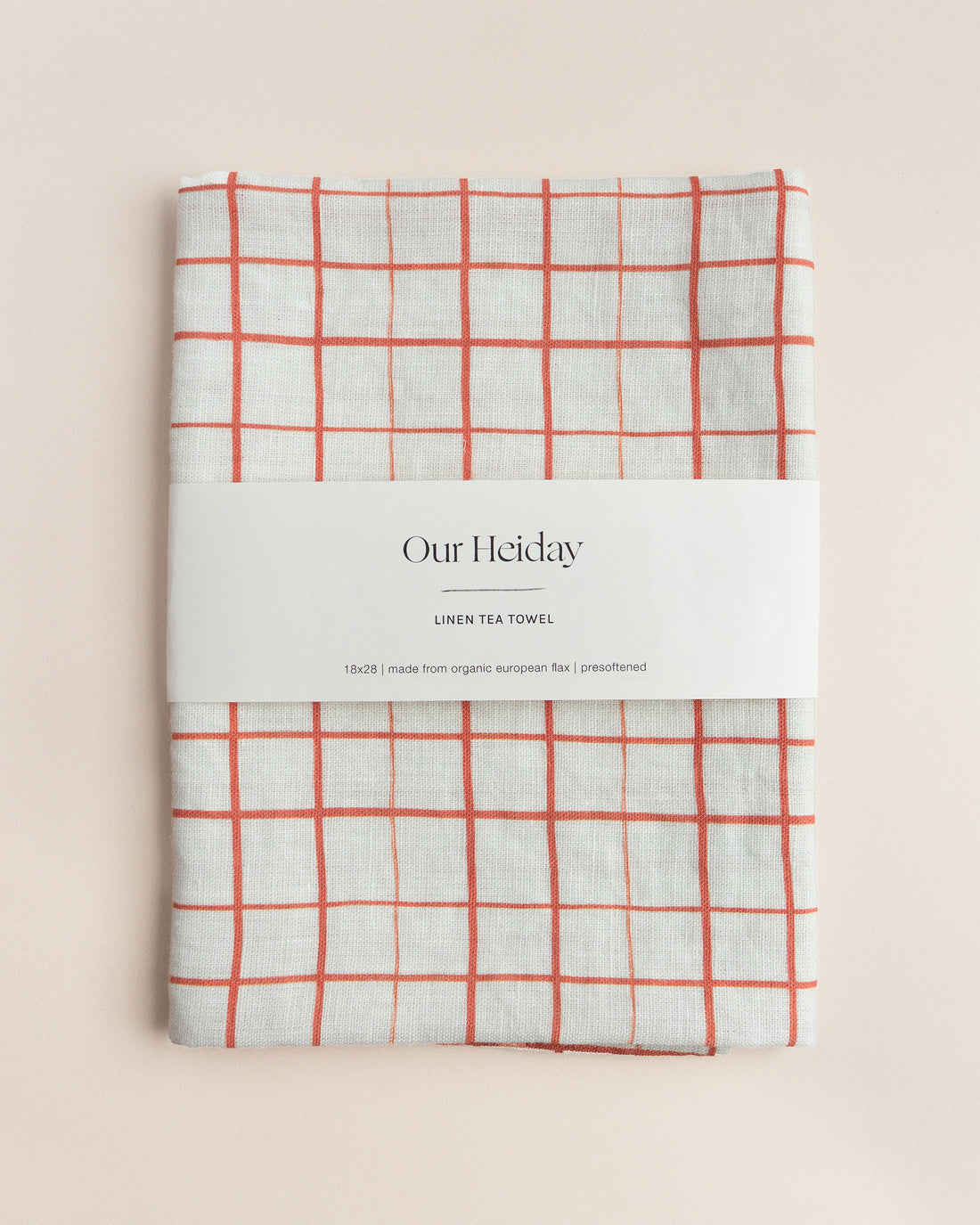 Loose Grid Crimson Linen Tea Towel