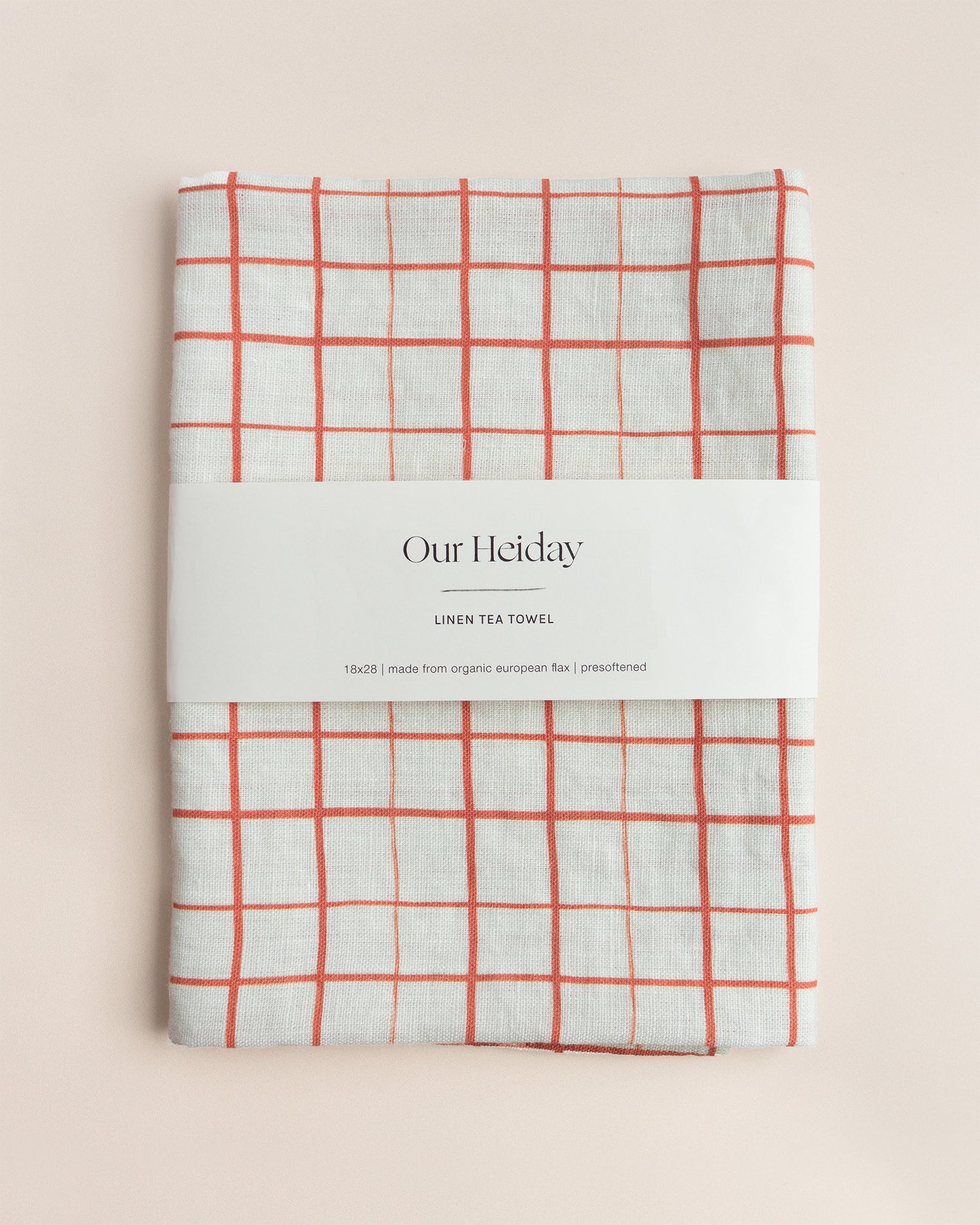 Loose Grid Crimson Linen Tea Towel