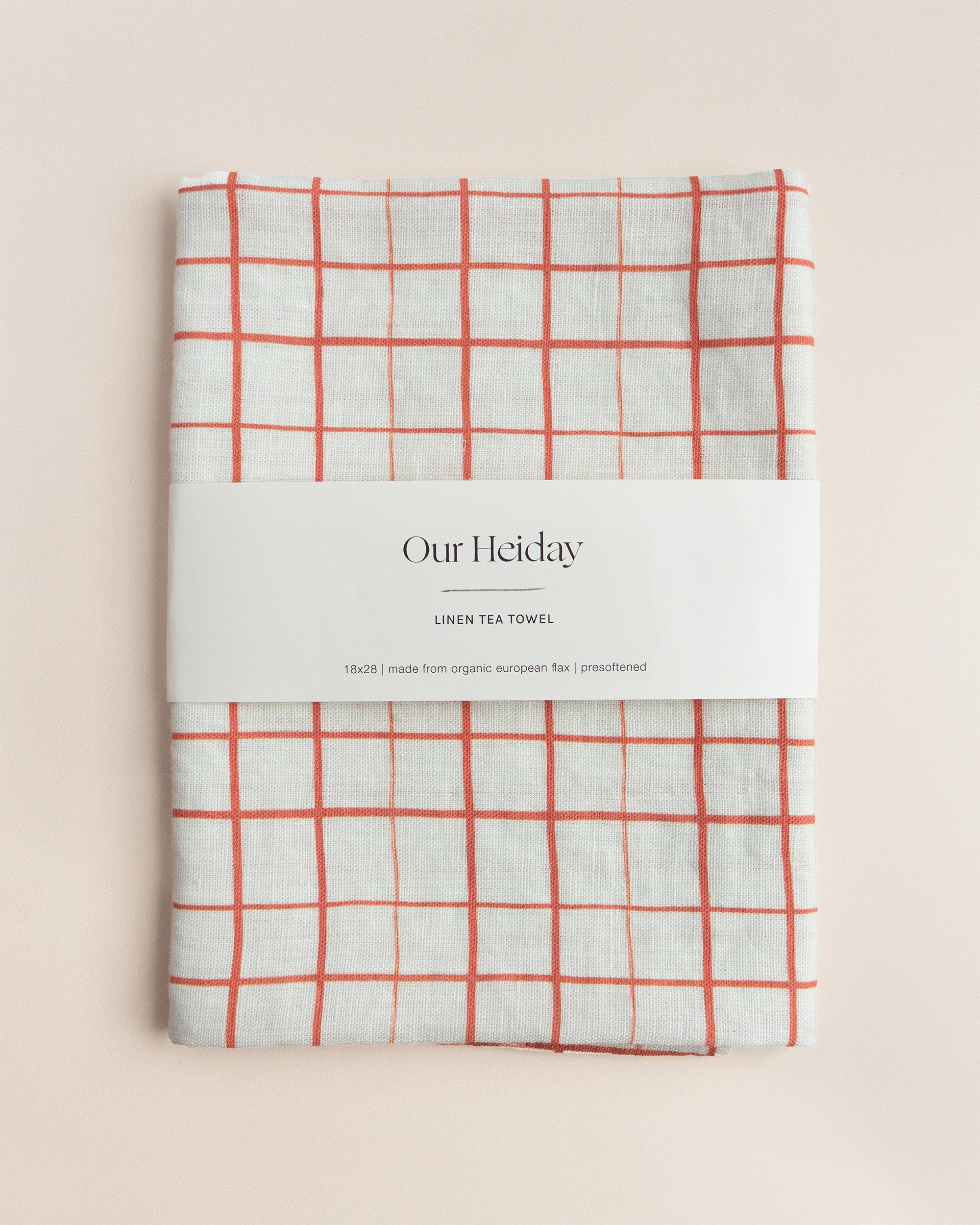 Loose Grid Crimson Linen Tea Towel
