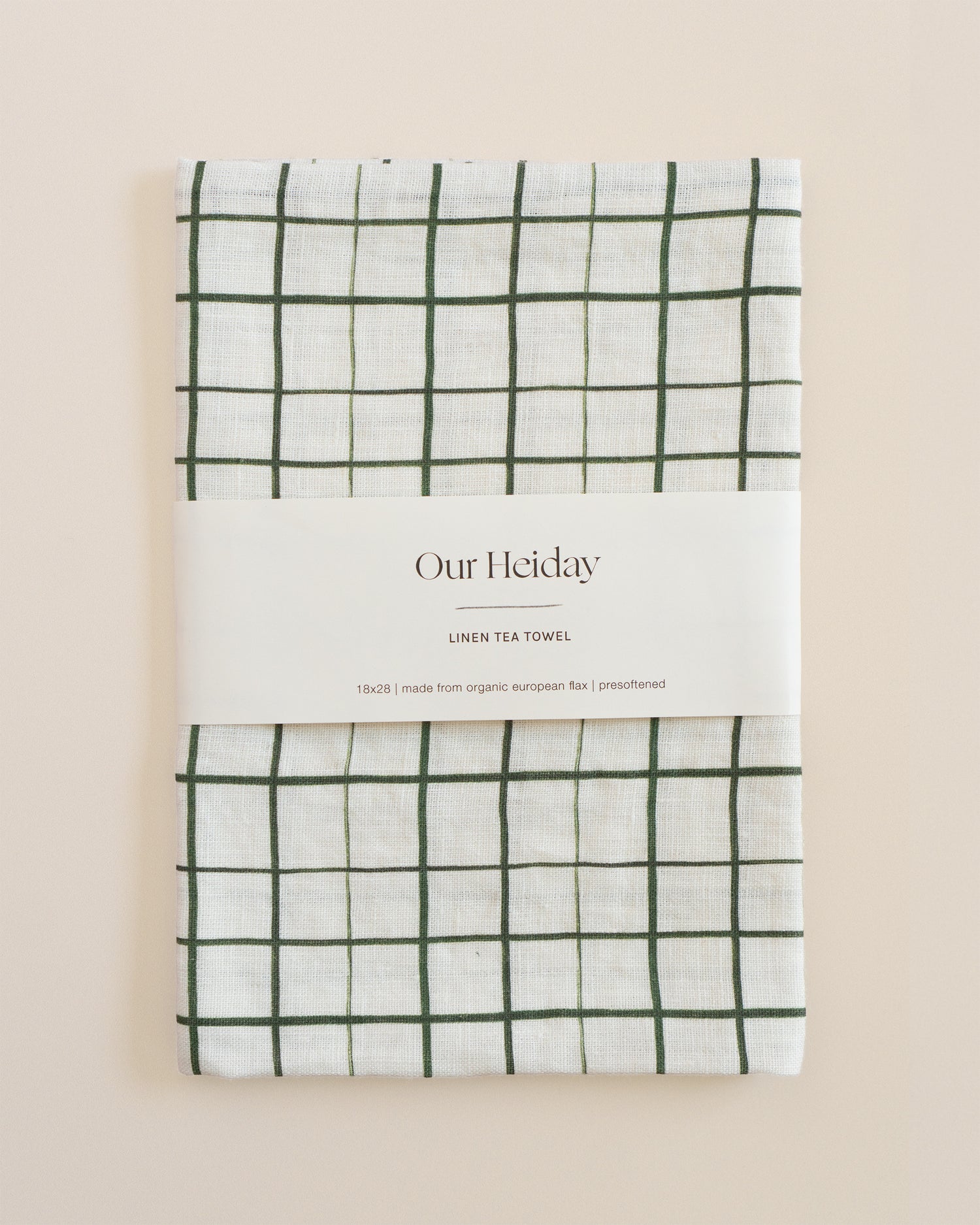 Loose Grid Forest Linen Tea Towel