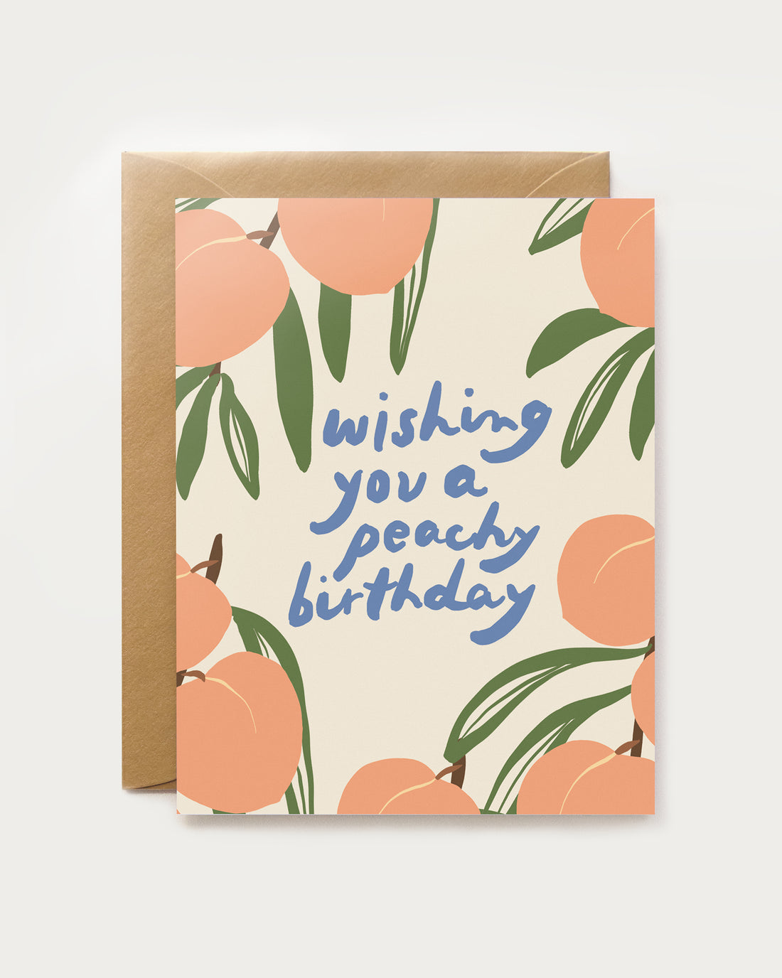 Greeting card with peach illustrations and &
