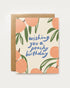 Greeting card with peach illustrations and &