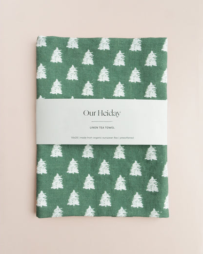 Evergreen Spruce Linen Tea Towel