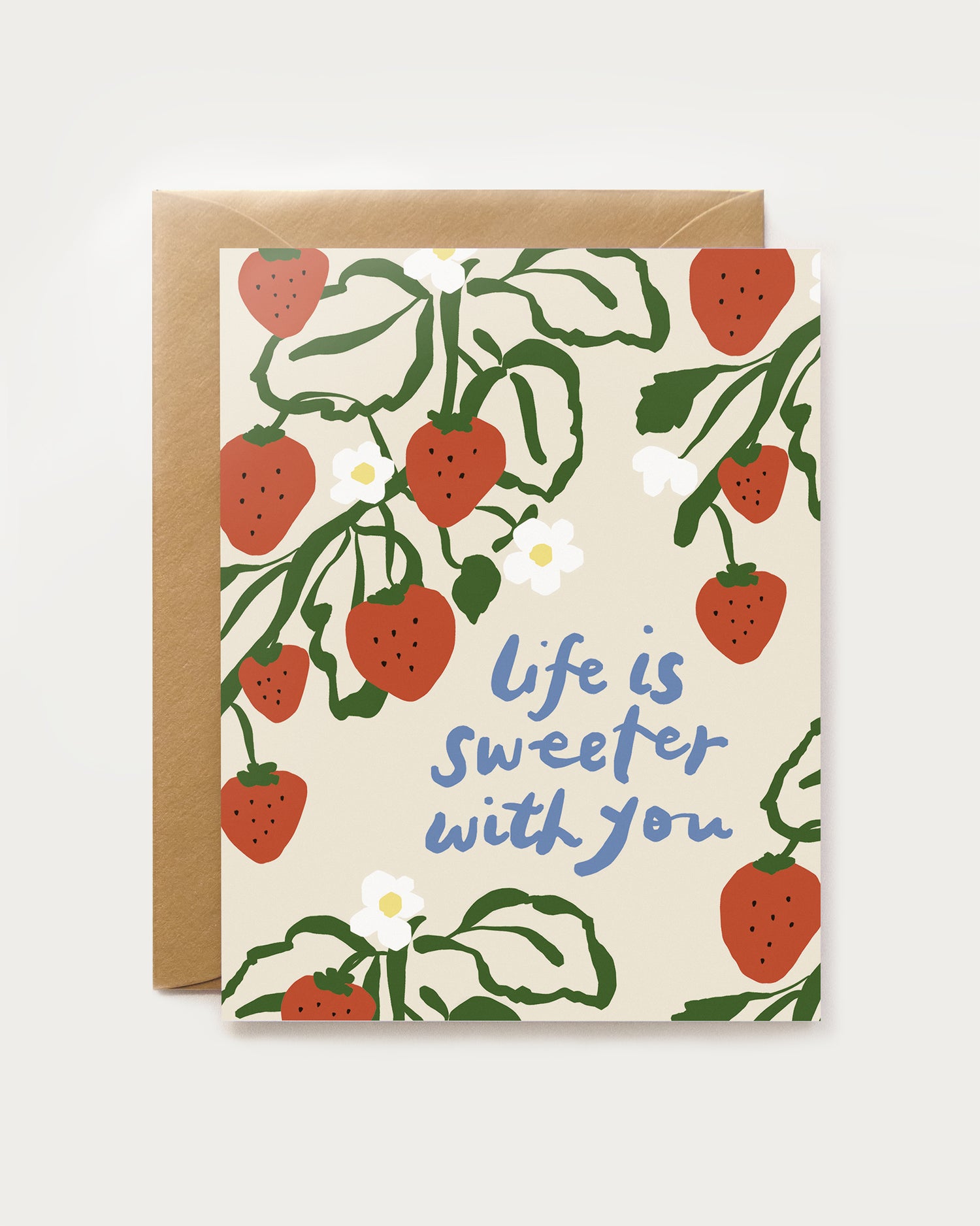 Greeting card with strawberry design and &