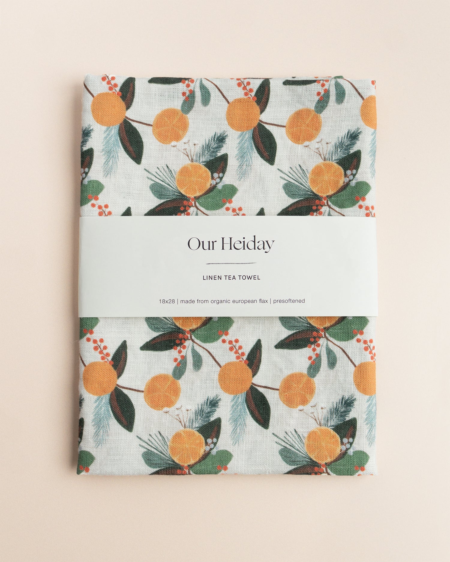 Winter Citrus Linen Tea Towel