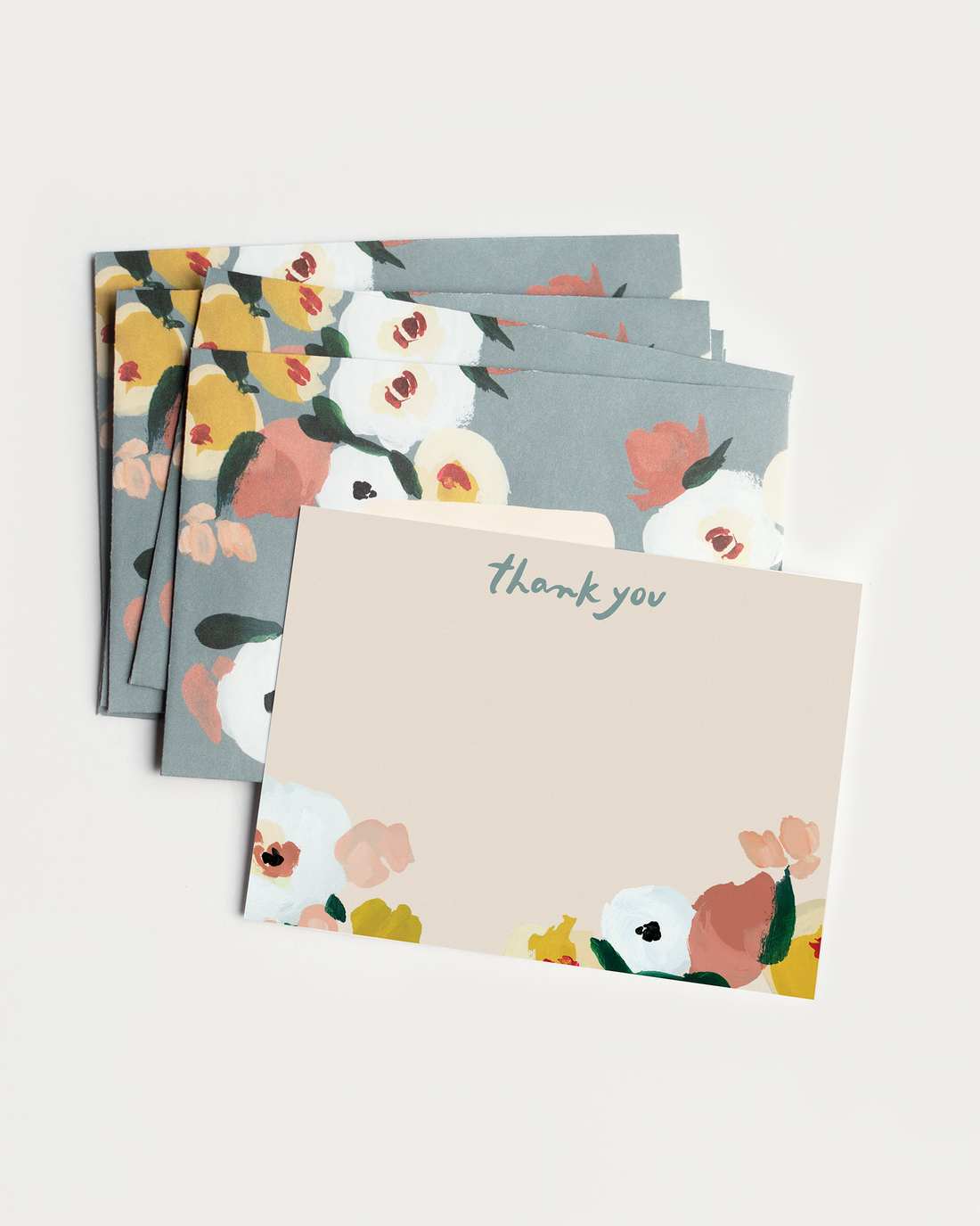 floral thank you flat note