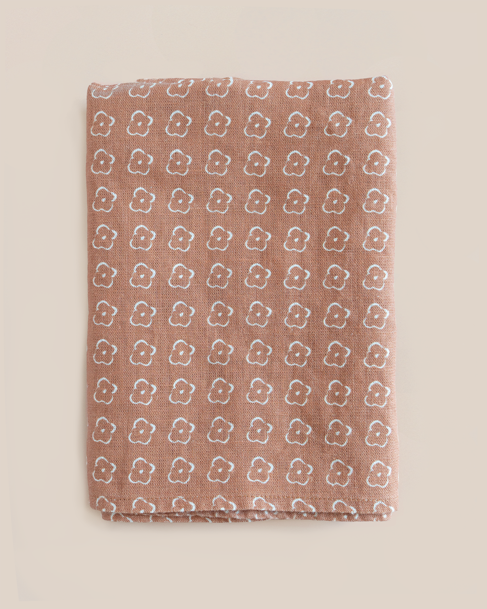 burnt sienna floral patterned set of 4 linen dinner napkins 
