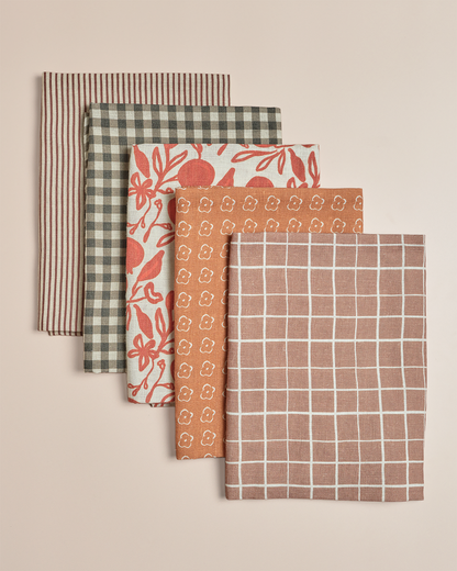 Gingham Espresso - Linen Tea Towel