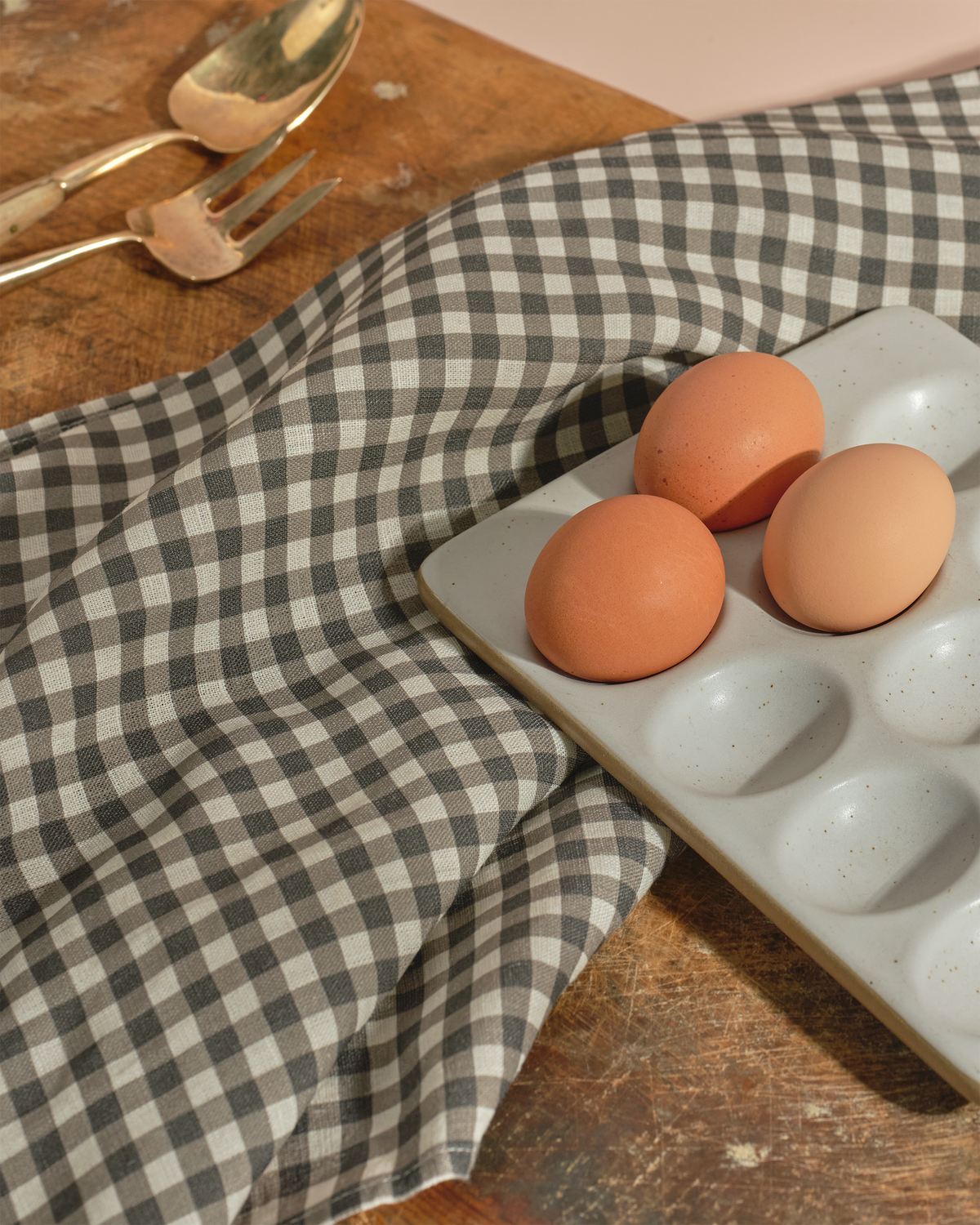 Gingham Espresso - Linen Tea Towel