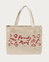 heiday tote bag with images of food