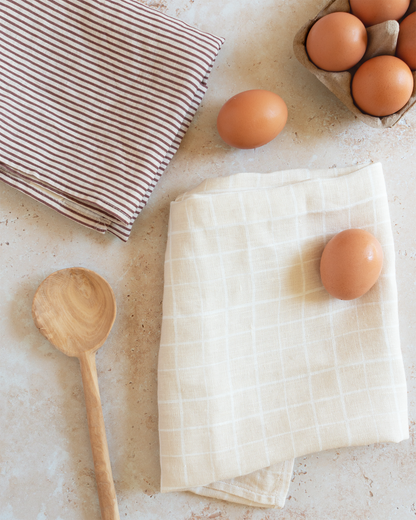 Loose Grid Linen Tea Towel