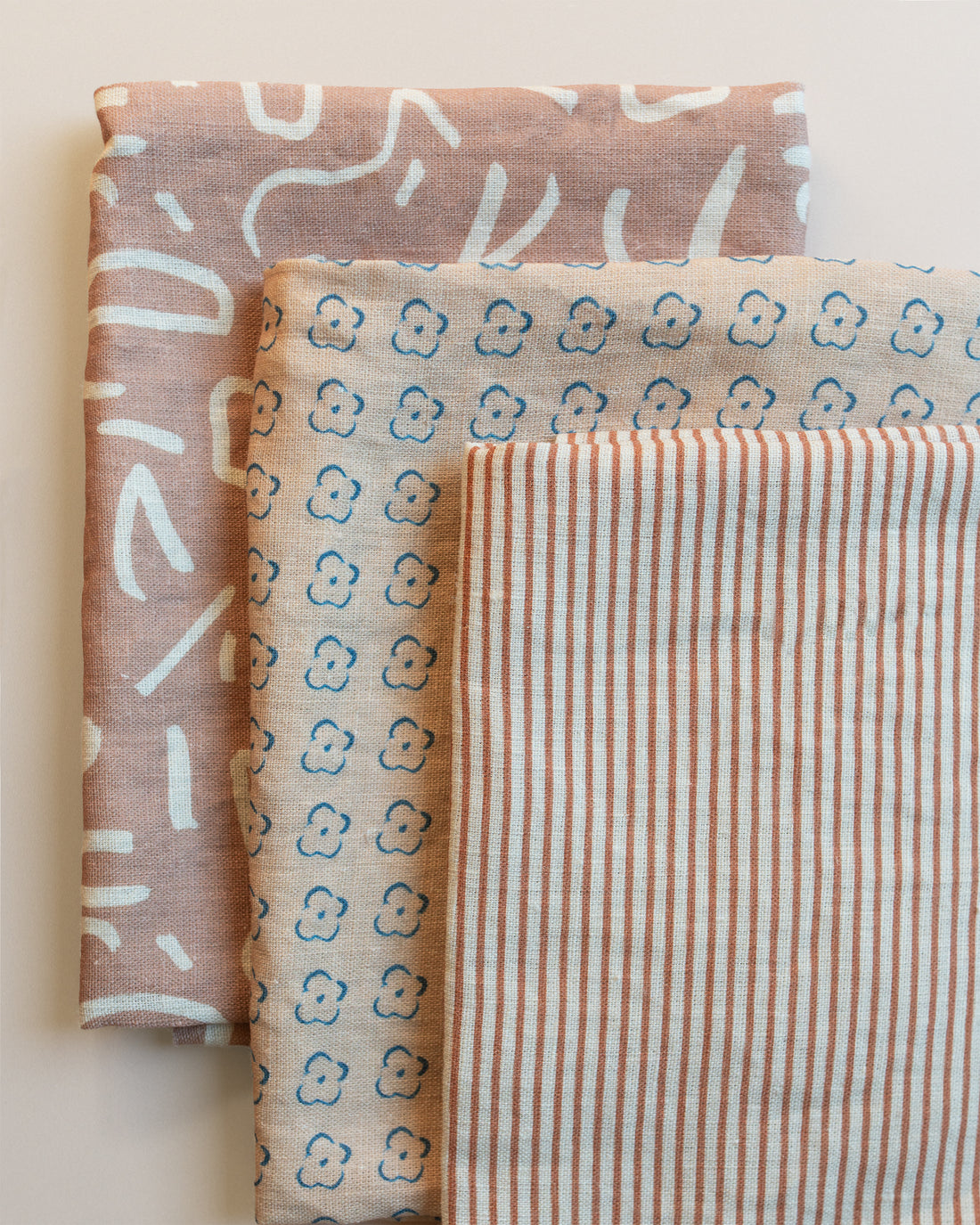 Classic Stripe Terracotta Linen Tea Towel