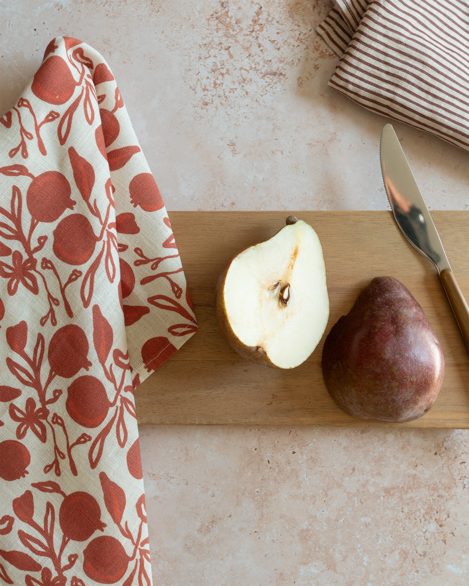 Pomegranate Linen Tea Towel