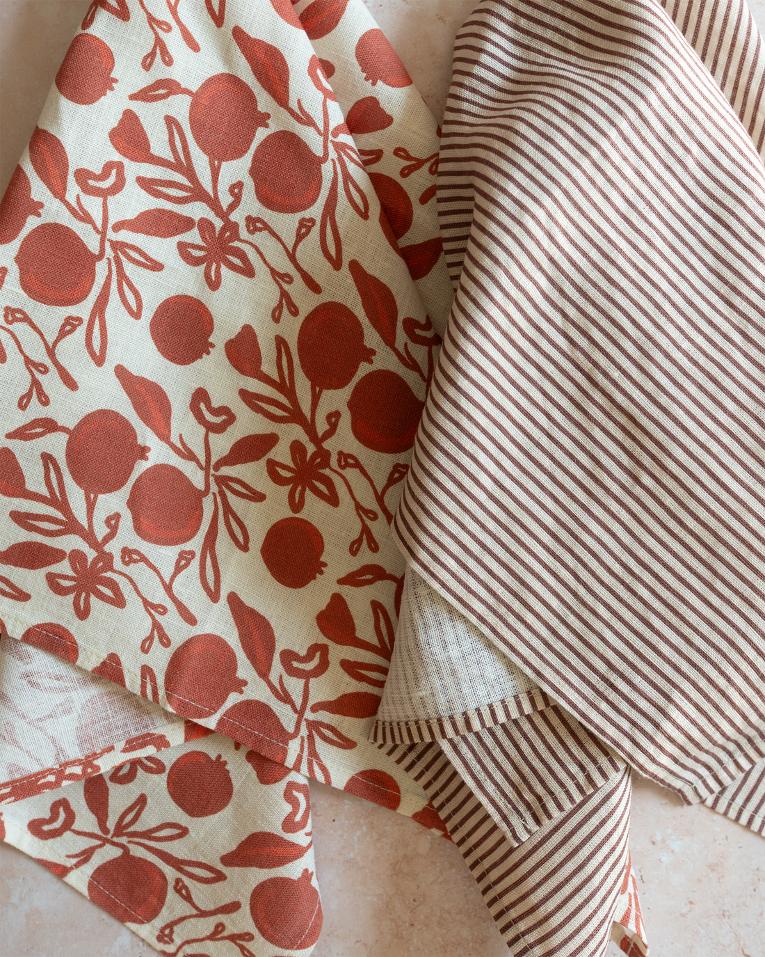 Pomegranate Linen Tea Towel