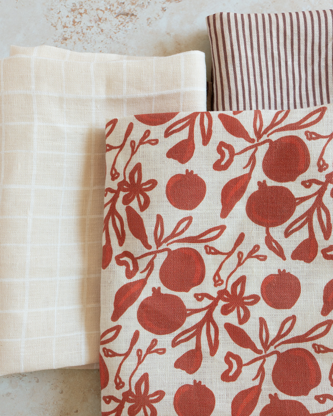 Pomegranate Linen Tea Towel