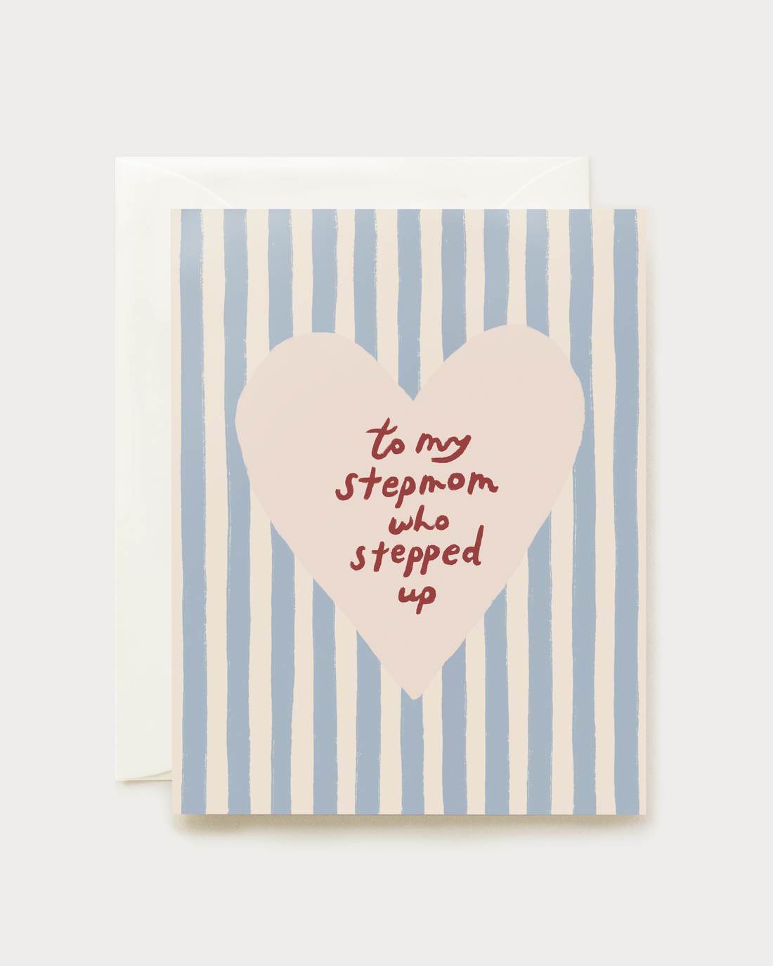 Card with a heart design with stripes for a stepmom