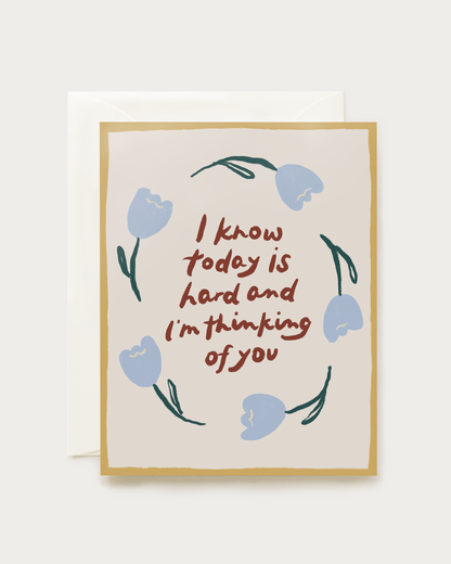 sympathy greeting card with blue flowers for hard times