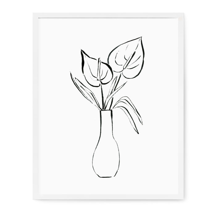 Floral Line Drawings - Anthurium Print