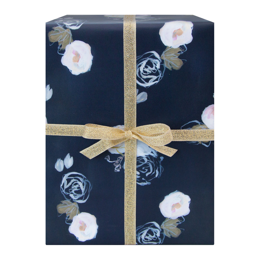 Romantic Christian Blue Susannah Floral Wrapping Paper · Creative Fabrica