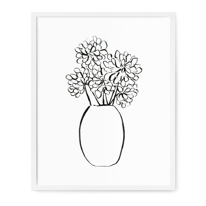 Floral Line Drawings - Chrysanthemums Print