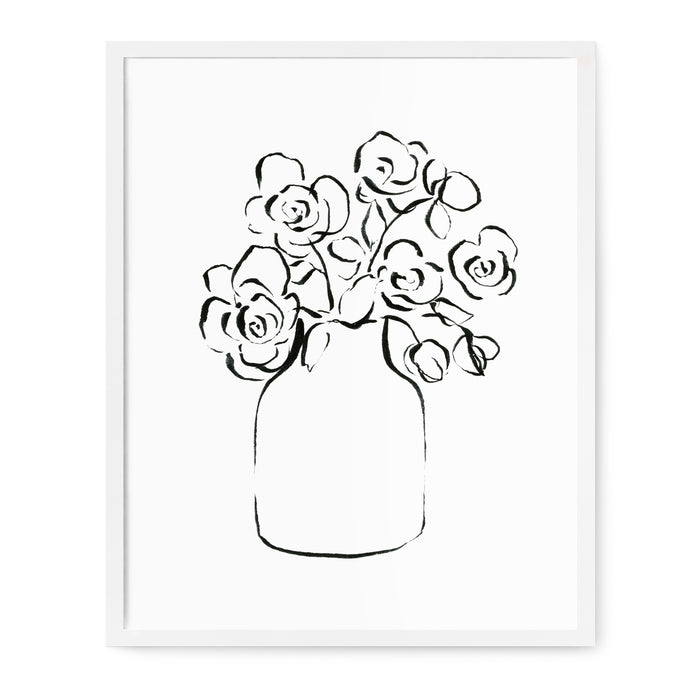 Floral Line Drawings - Roses Print